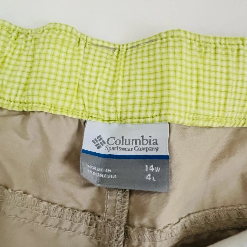 Columbia Hiking Shorts Women's 14 Khaki Beige Outdoor Shorts Pockets